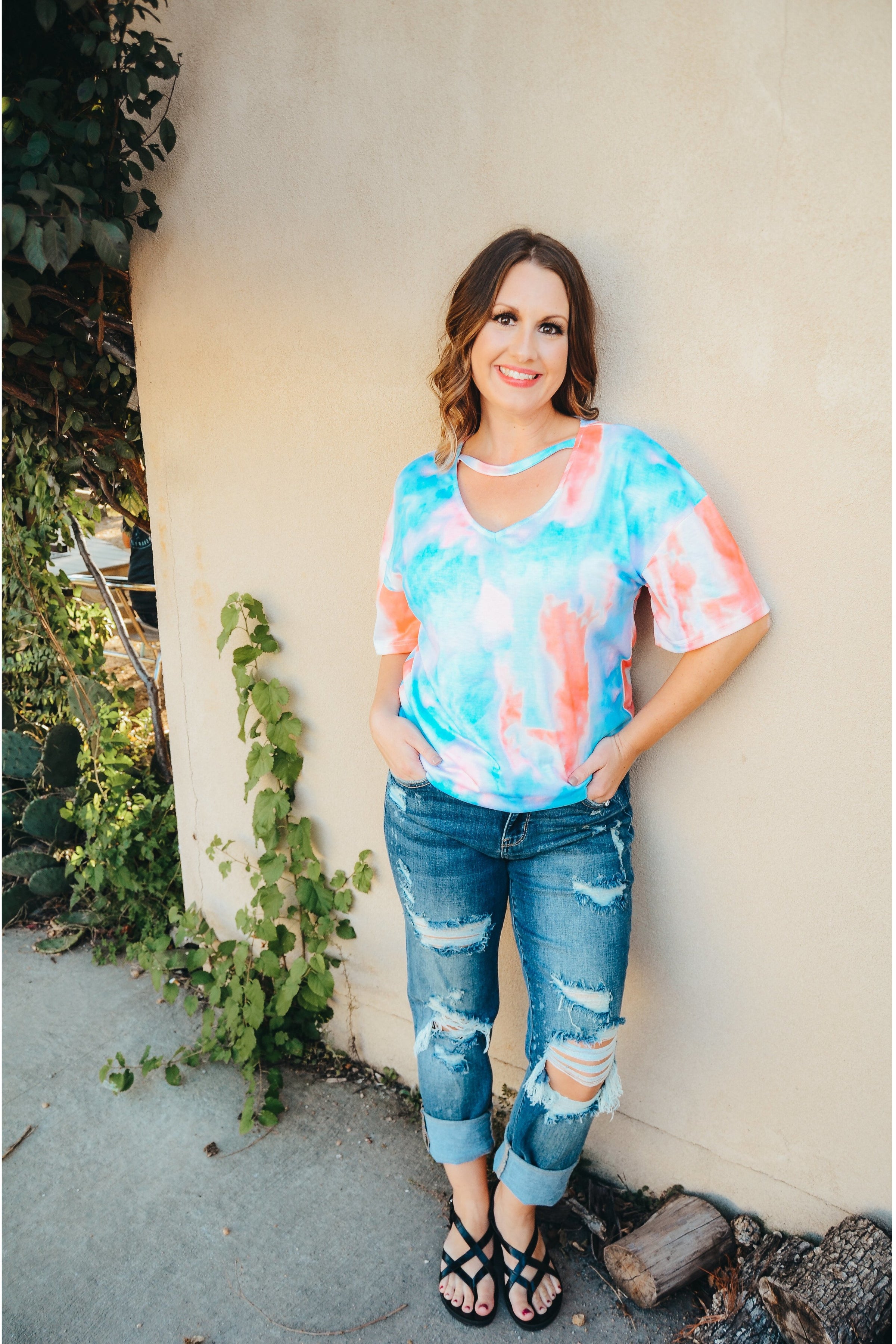 Tie dye V Neck Tee