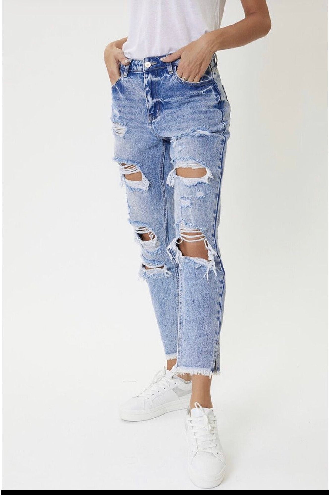 High Rise Mom Jeans Dark