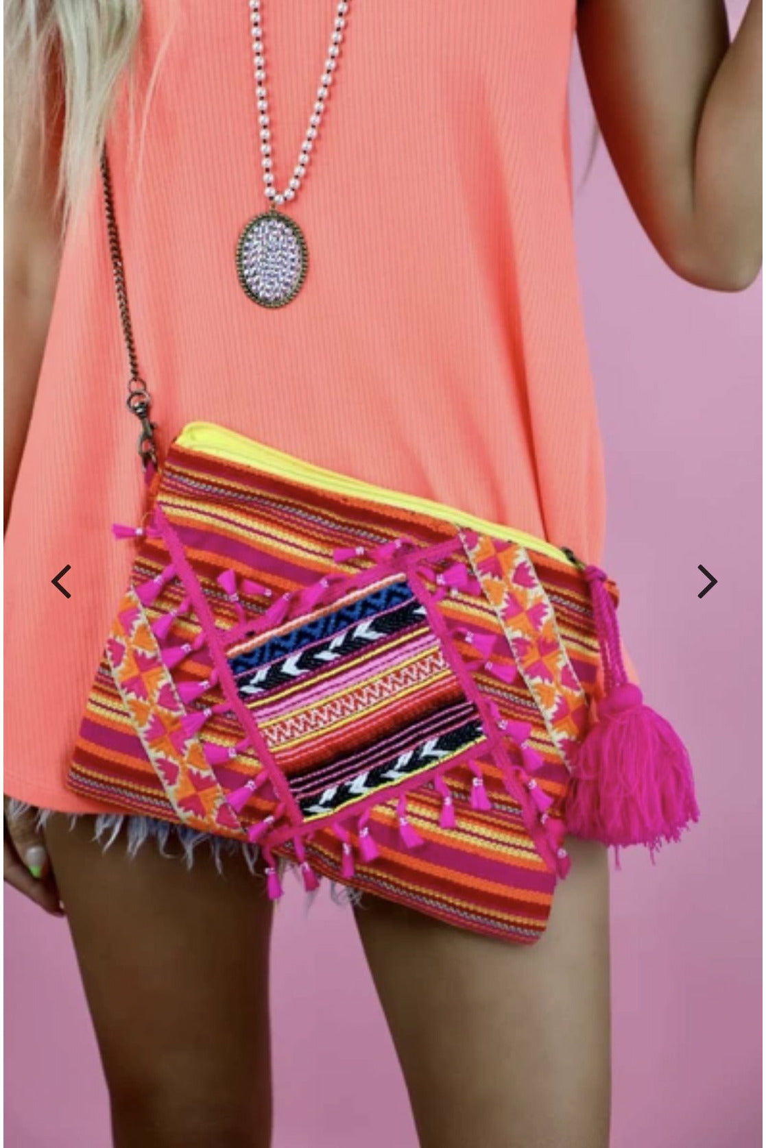 Neon Fringe Cross Body