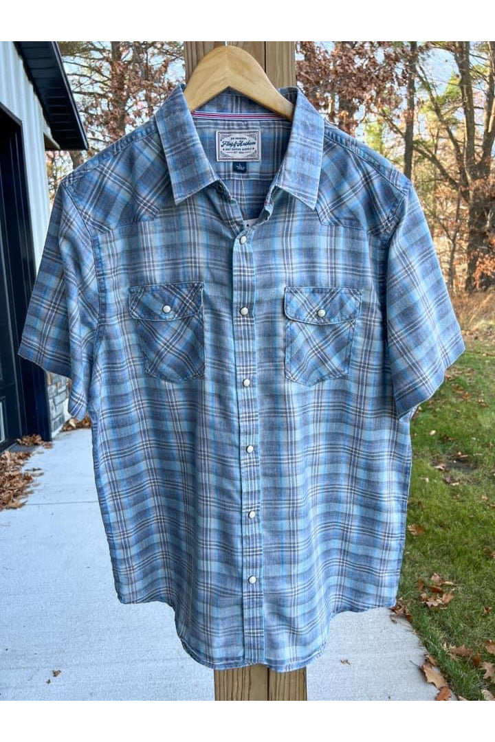Plaid button up tee