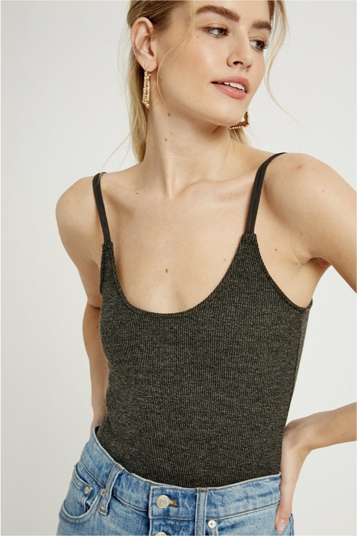 Charcoal Ribbed Bodysuit