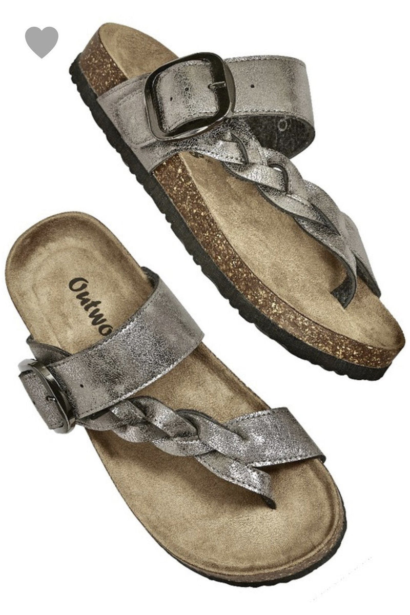 Pewter birk sandals