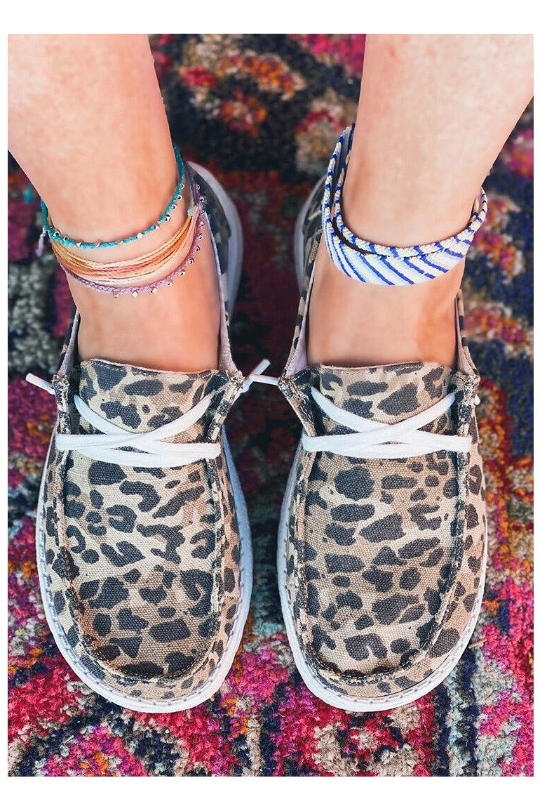 Leopard Lace up Sneakers