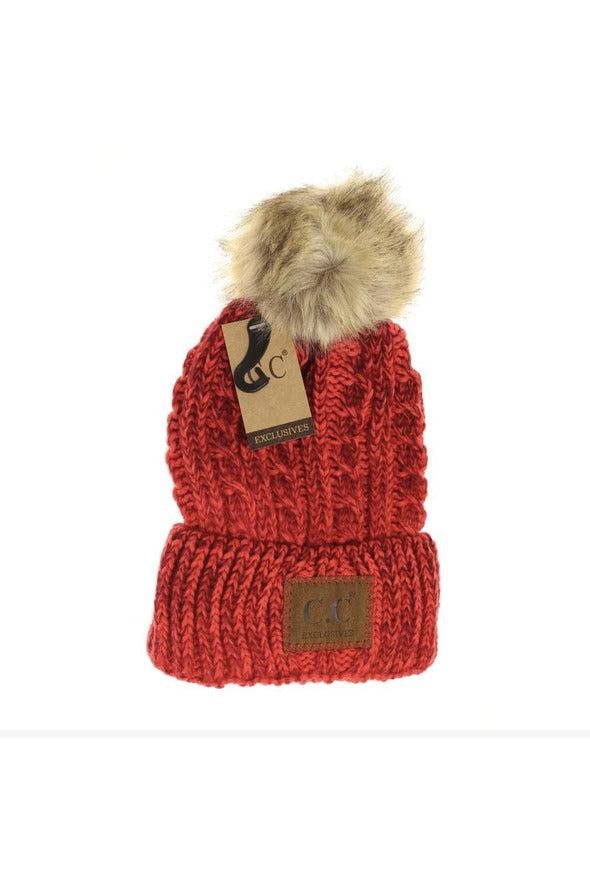 Two tone red vintage beanie