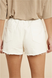 White Denim Tie Shorts